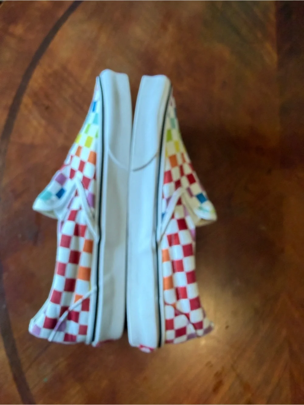 Vans Low Top Sneakers Rainbow Checkerboard Slip on Shoes Women’s Size 9